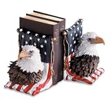 Patriotic Bookends: Eagle on American Flag Bookends - Aspen Country Store