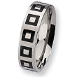 Black Enamel Flat Polished Titanium Ring (6.0 mm) - Sizes 6-13