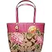 Coach Signature Stripe Floral Bag Tote 12204 Pink