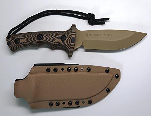 Treeman Knives Tan Combat Hunter 5.5" Tactical Combat Knife with Custom Tan/Black Kydex Sheath