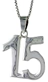 3/4' (18 mm) Sterling Silver Number 15 Pendant