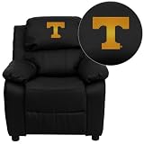 Flash Furniture Tennessee Volunteers Embroidered Black Leather Kids Recliner with Storage Arms