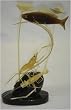 Chinese shrimp and koi carp fish horn carving sculpture - hand carved