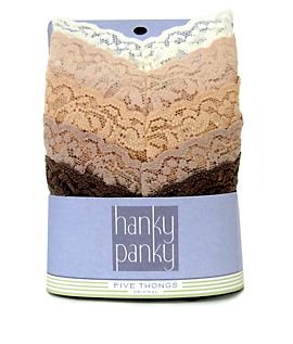 Hanky Panky Original Signature Lace Thong 5-Pack Panty (One Size Newer Neutrals)