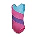One-piece Rainbow Stripes Ballet Tutu Dancing Athletic Leotard for Little Girl, Hot Pink, 150(10-11Y)