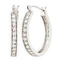 10k White Gold White Topaz Hoop Earrings