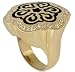 Lauren G Adams 18K Gold Plated Black Enamel Vintage Flower Design Cocktail Ring With Cubic Zirconia Accents Size 7