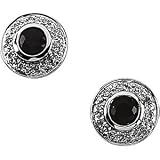 14K White Gold Sapphire & Diamond Earring