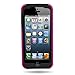 CoverON HYBRID Heavy Duty Hard HOT PINK Case and Soft BLACK Silicone Skin Cover with Kickstand and Credit Card Holder for Apple Iphone 5S / 5 [WCA660]