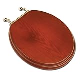 Comfort Seats C1B2R1-15BN Decorative Oak Wood Round Toilet Seat with Brushed Nickel Hinges, American Cherry