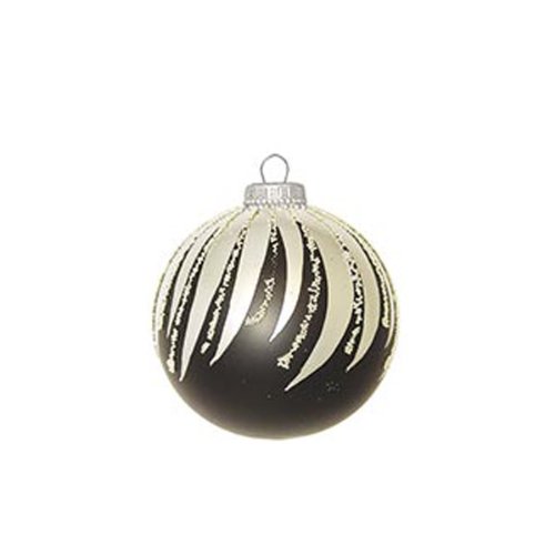 Black and Silver Striped Glass Christmas Tree Baubles