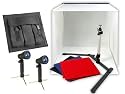 InspironPhoto STUDIO IN A BOX PHOTO LIGHTING PHOTOGRAPHY SET Continuous Light Kit 2 lights, 16" light tent with 4 pcs backdrops, Camera stand