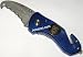 MTech Police Law Enforcement Rescue Tool Blue Pocket Knife - Full Serration Blade