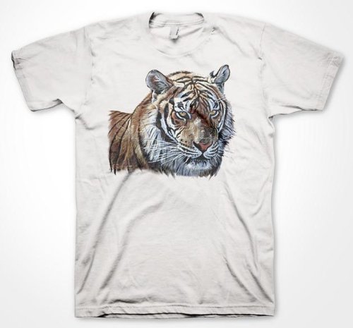 Royal Bengal Tiger T-shirt, Awesome Realistic Tiger Design Mens Shirt, Medium, Lt Gray