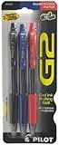 IMAGE OF Pilot G2 Fine Point Rolling Ball Gel Ink Pens, 3-Pack, Red, Blue, Black Ink #31023 (3-Pack)