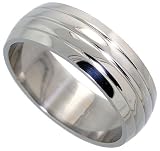 Surgical Steel 5/16' (8 mm) Dome Band w/ 3 Grooves