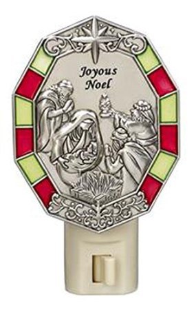 Joyous Noel – Nativity Scene Stain Glass NightLight by Ganz