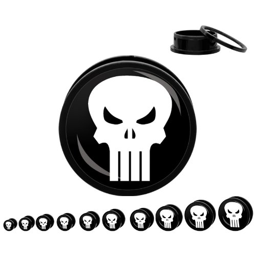  Marvel Comics Punisher Threaded Acrylic Plugs - 1 pair