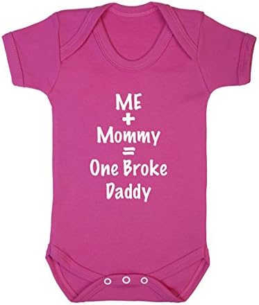 Me Plus Mommy Equals One Broke Daddy Baby Boy Girl Unisex Short Sleeve Bodysuit (Pink, 3-6m)