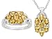 STERLING SILVER 3.17CTW CITRINE RING PENDANT AND CHAIN SET