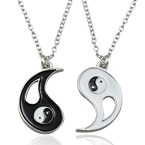 Jstyle Jewelry Alloy Friendship Yin Yang Necklace 2 Piece Pendant Couples Necklace