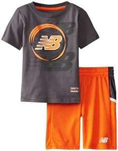 New Balance Boys 2-7 Jersey T-Shirt and Mesh Short Set, Charcoal, 3T