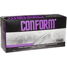 Ansell Conform 69-210 Latex Glove, Powdered, Disposable, Rolled Beaded Cuff, 9" Length, 5 mils Thick