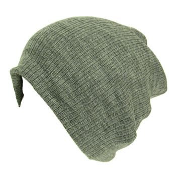 Gossip Girl Soft Ribbed Ski Beanie Skull Slouch Slouchy Knit Hat Heather Gray