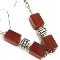 Handmade Carnelian Earrings With Silver Beads
