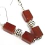 Handmade Carnelian Agate & Etched Silver-Tone Earrings
