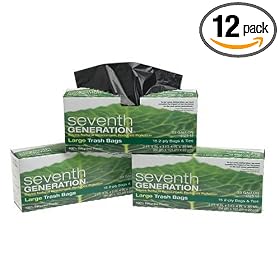 Seventh Generation Trash Bags, Large, 33-Gallon, 15-Count Boxes (Pack of 12)