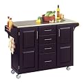 Large Black Cart with Stainless Steel Top