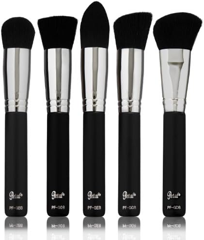 Petal Beauty 5 Brush Kabuki Makeup Brush Set-Flat Top, Round Top, Angled Top, Tapered Top, Flat Angled Top