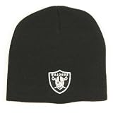 Oakland Raiders Uncuffed Embroidered Logo Winter Knit Beanie Hat - Black