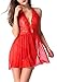 Avidlove Women's Sexy Lingerie Lace Mesh 2-Piece Halter Chemise with G-String