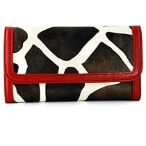 Red Giraffe Print Clutch Wallet with Checkbook Holder