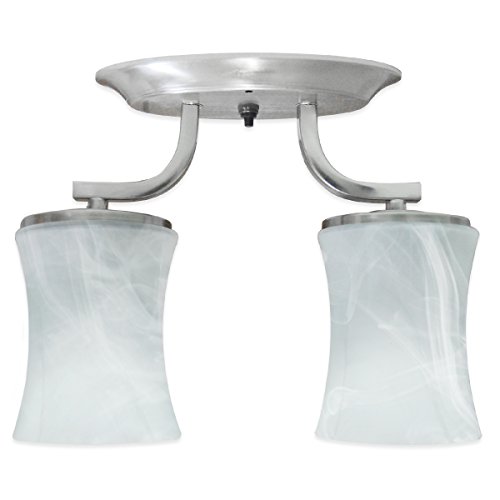 Dream Lighting 12V LED Ceiling Lights/Droplights/Double Dinette Pendant Lamps with Vintage Cloud Pattern Glass Lampshade Warm White, with On/Off Switch