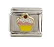 SilverBin Enamel Paint Delicious Sweet Cupcake Stainless Steel Italian Charm Link