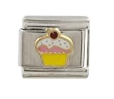 SilverBin Enamel Paint Delicious Sweet Cupcake Stainless Steel Italian Charm Link
