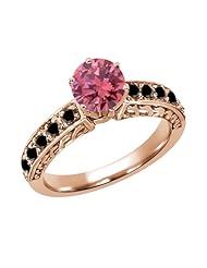 1.20 Ct Round Pink and Black Diamond 14K Rose Gold Ring