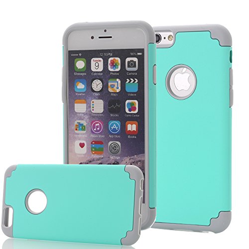 iPhone 6 Plus Case, oneCase™ Hybrid High Impact Heavy Duty Dual Layer Hard PC Outer Shell with Soft Rubber Inner Armor Defender Case Cover for Apple iPhone 6 Plus 5.5 inch Screen with Screen Protector & Stylus (2 piece-Mint Green/Grey)