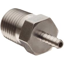 Parker 2-4 316 Stainless Steel Barb Connector To Male Pipe 1/8" Hose Barb 1/4" Male NPT