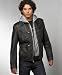 GUESS Distressed Leather Jacket With Hood