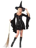 Classic Witch Stitch Costume Sexy Black Dress Theatre Costumes Witch Hat