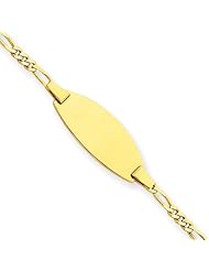 14 Karat Yellow Gold Figaro Link ID Bracelet - 8 Inch