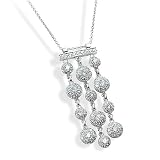 18 Kt White Gold Diamond Hanging Pendant Necklace