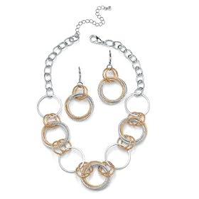 Textured Tutone Circle Jewelry Set