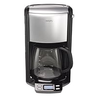 KRUPS FME414 Programmable 12-Cup Coffee Maker with Glass Carafe and LED Control panel, Black and Stainless Steel