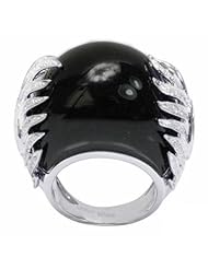 De Buman 18K White Gold Agate,Genuine Amethyst and 1 1/7ct TDW Diamond Ring (G-H,VS1) Size 7