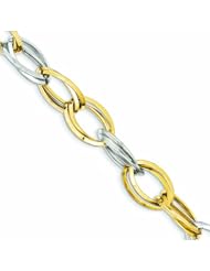 Genuine 14K Two-Tone Polished & Textured Hollow With Ext. Bracelet 8 Inches 10 Grams Of Gold 100% Satisfaction Guaranteed.